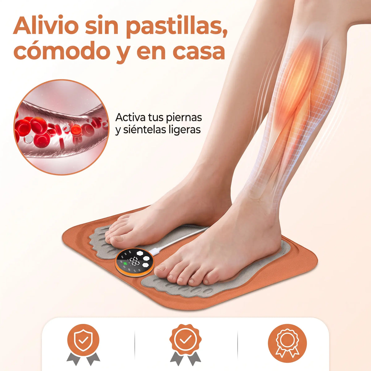 Masajeador de Piernas y Pies EMS · Alivio para Piernas Cansadas e Hinchadas