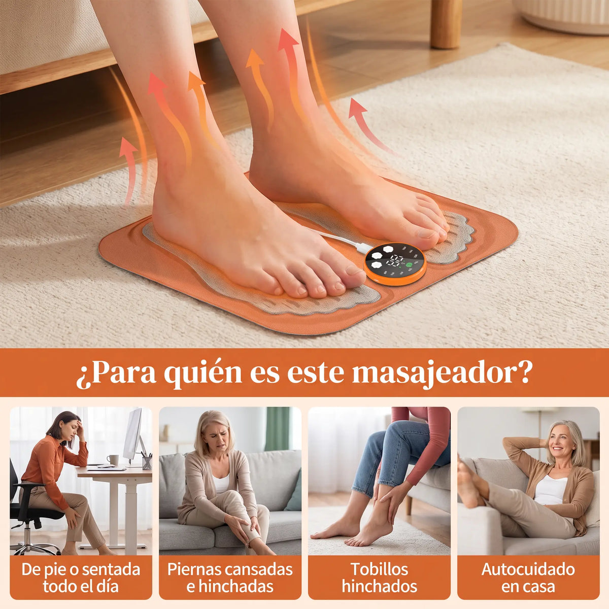 Masajeador de Piernas y Pies EMS · Alivio para Piernas Cansadas e Hinchadas