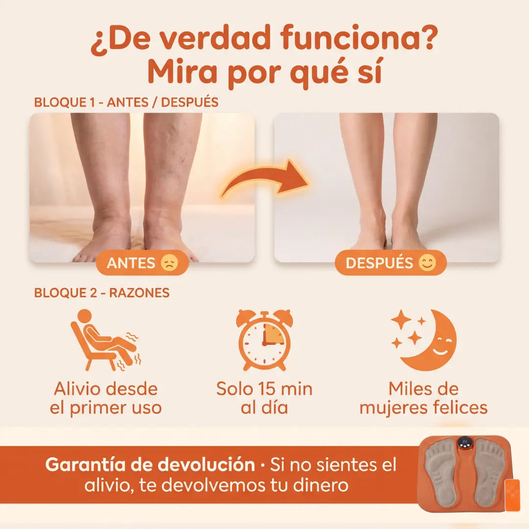 Masajeador de Piernas y Pies EMS · Alivio para Piernas Cansadas e Hinchadas